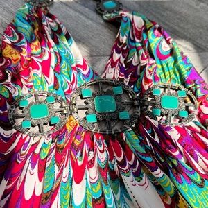 Sky Brand top blouse Small turquoise jewelry hardware sexy vacation travel